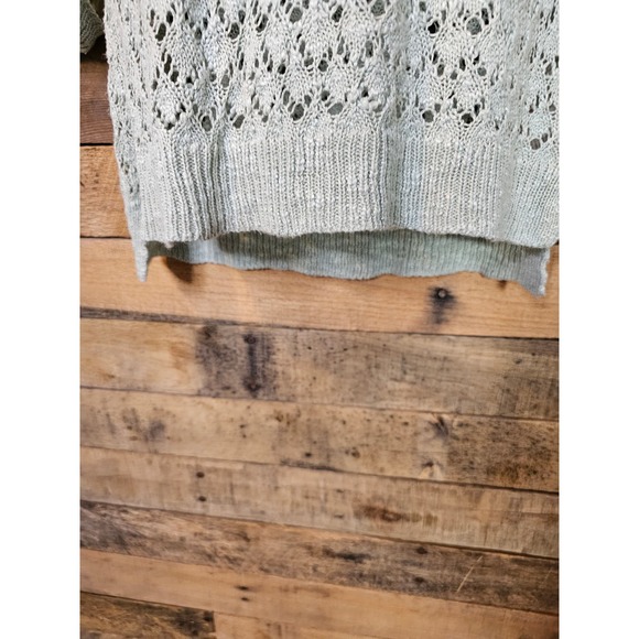 SALE-Pink rose women's sea foam green open knit sweater size M/L - Picture 6 of 11